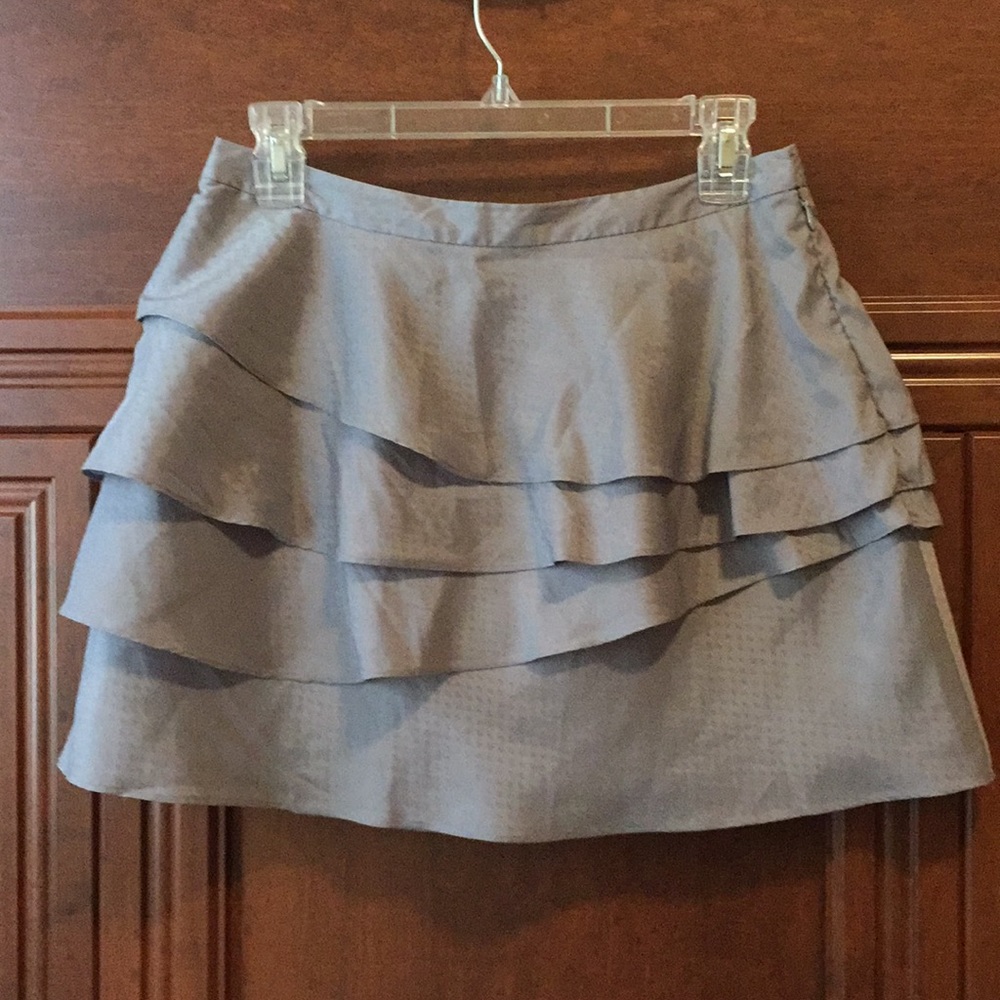 Anthropology gray tiered asymmetric skirt